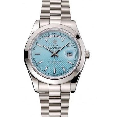 MiroTime 0712 Swiss Rolex Day Date 40 Platinum Ice Blue Dial Stainless Steel Case And Bracelet